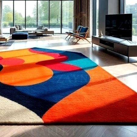 Handcrafted Bold Abstract Color Block Living Room Rug